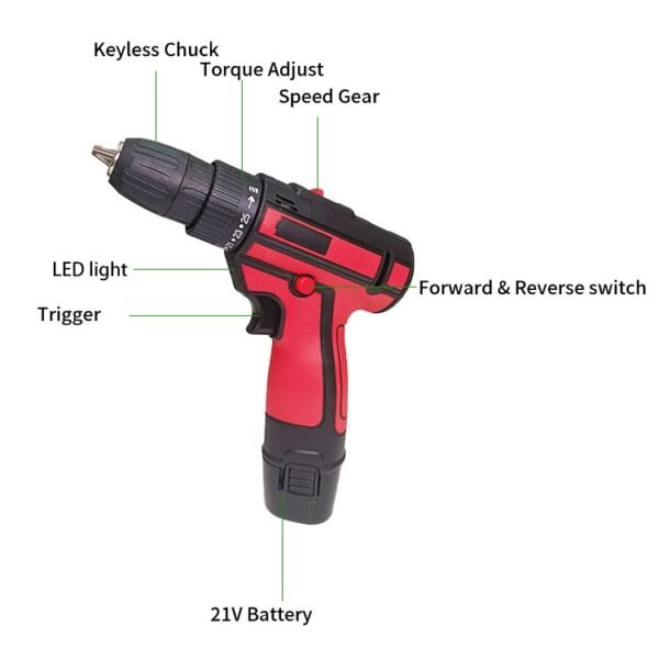 12V Brush Variable Speed Drill - Image 2